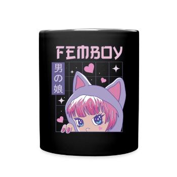 Femboy Crossdressing Crossdresser MTF Anime - Full Colour Mug - black - Front