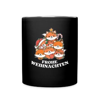 Frohe Weihnachten Fuchs Heiligabend Füchse - Tasse einfarbig - Schwarz - Vorne