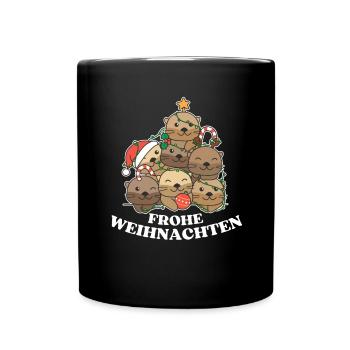 Frohe Weihnachten Otter Heiligabend Ottern - Tasse einfarbig - Schwarz - Vorne