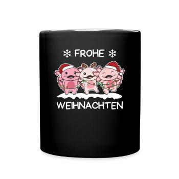 Frohe Weihnachten Axolotl Heiligabend Axolotls - Tasse einfarbig - Schwarz - Vorne