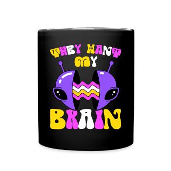 Alien, UFO, UAP, Space, Weltraum Flugobjekt - Tasse einfarbig - Schwarz - Vorne
