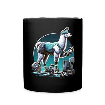 Fitness Lama : La force dans la salle de sport - Mug uni - noir - Devant