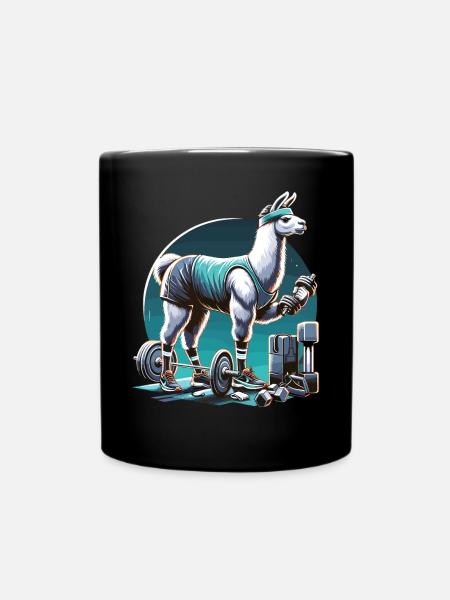 Fitness Lama : La force dans la salle de sport - Mug uni - noir