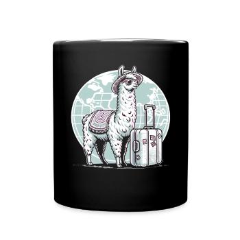 Llama Travel Fever : Voyage de découverte - Mug uni - noir - Devant
