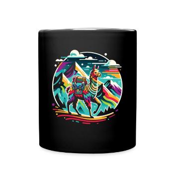 Expedition Lama: Bergabenteuer - Tasse einfarbig - Schwarz - Vorne