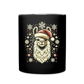 Snow Magic Llama: Christmas Joy - Full Colour Mug - black - Front