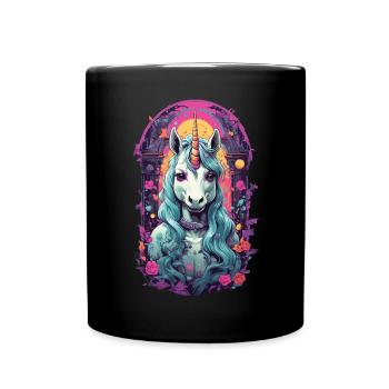 Pastel Gothic Kawaii Unicorn Streetwear Design - Full Colour Mug - black - Front