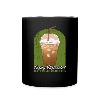 Eiskaffee Iced Coffee | Kaffeeliebhaber Geschenk - Tasse einfarbig - Schwarz - Vorne