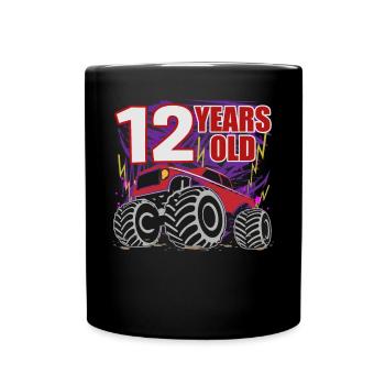 12 Jahre Monster Truck Fete - Tasse einfarbig - Schwarz - Vorne