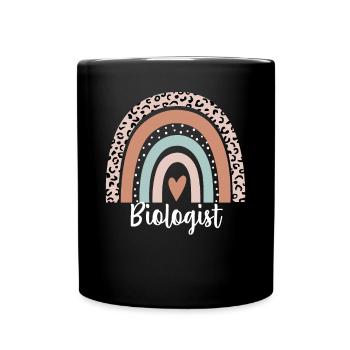 Biologist Rainbow Leopard Funny Biologist - Full Colour Mug - black - Front