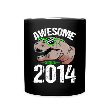 T-Rex Power Seit 2014 Geburtstagsstar - Tasse einfarbig - Schwarz - Vorne