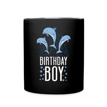Dolphin Birthday Birthday Boy - Tasse einfarbig - Schwarz - Vorne