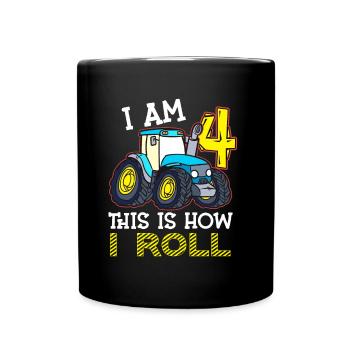 4e anniversaire drôle tracteur cadeau - Mug uni - noir - Devant