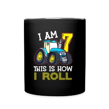 7e anniversaire drôle tracteur cadeau - Mug uni - noir - Devant