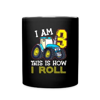 3 cadeau drôle de tracteur d’anniversaire - Mug uni - noir - Devant