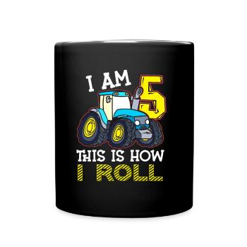 5e anniversaire drôle tracteur cadeau - Mug uni - noir - Devant