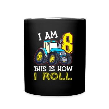 8e anniversaire drôle tracteur cadeau - Mug uni - noir - Devant
