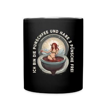 Ich bin die Punschfee Glühwein Weihnachten - Tasse einfarbig - Schwarz - Vorne
