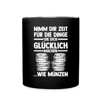 Numismatik Münzensammlung Münzensammler - Tasse einfarbig - Schwarz - Vorne