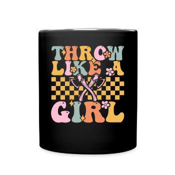 Groovy Axtwerfendes Mädchen - Tasse einfarbig - Schwarz - Vorne
