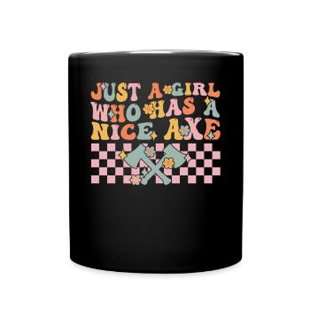 Groovy Axe Throwing Girl - Full Colour Mug - black - Front