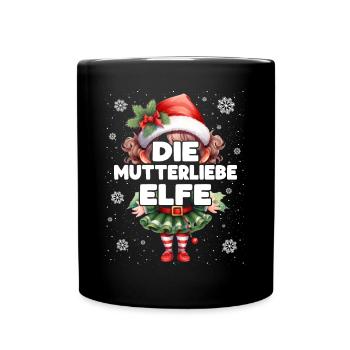 Mutterliebe Elfe Schwangere Elf Weihnachtsoutfit - Tasse einfarbig - Schwarz - Vorne