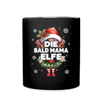 Bald Mama Elfe Schwangere Elf Weihnachtsoutfit - Tasse einfarbig - Schwarz - Vorne