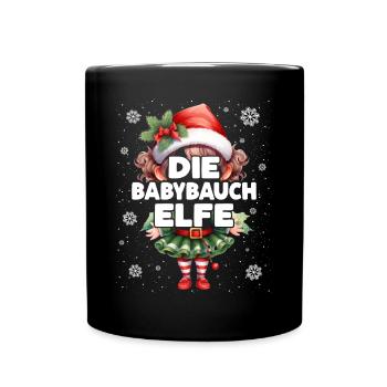 Babybauch Elfe Schwangere Elf Weihnachtsoutfit - Tasse einfarbig - Schwarz - Vorne