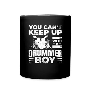 Drummer Junge - Tasse einfarbig - Schwarz - Vorne