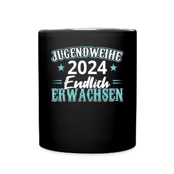 Jugendweihe 2024 Mädchen Junge - Tasse einfarbig - Schwarz - Vorne