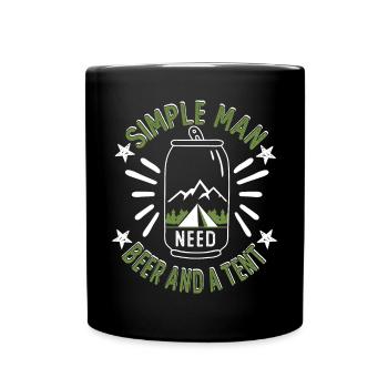 homme simple Besoin de bière et d’une tente - Mug uni - noir - Devant