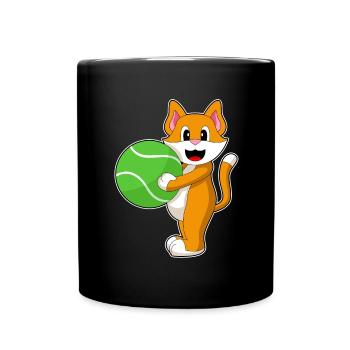 Cat Tennis Tennis Ball Sport - Full Colour Mug - black - Front