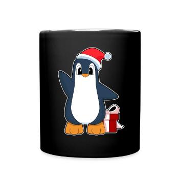 Penguin Christmas Santa Hat - Full Colour Mug - black - Front