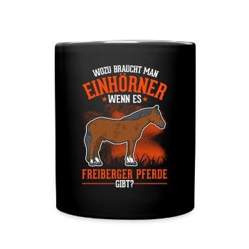 Freiberger Pferd Einhorn - Tasse einfarbig - Schwarz - Vorne