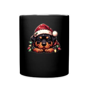 Weihnachtsmütze Weihnachten Lichterkette - Tasse einfarbig - Schwarz - Vorne