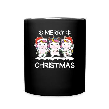 Joyeux Noël Licorne Réveillon de Noël Licornes - Mug uni - noir - Devant