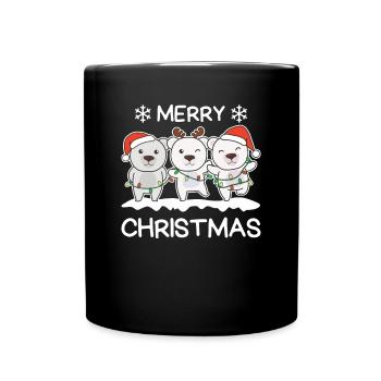 Merry Christmas Polar Bear Christmas Eve Polar Bears - Full Colour Mug - black - Front