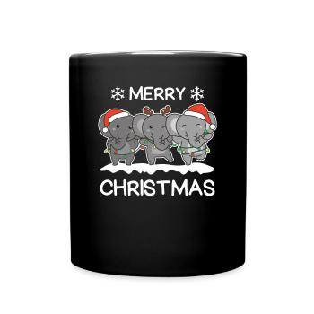 Joyeux Noël Éléphant Réveillon de Noël Éléphants - Mug uni - noir - Devant