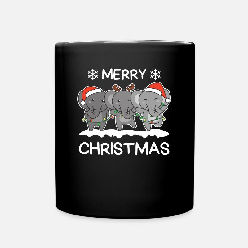 Frohe Weihnachten Elefant Heiligabend Elefanten - Tasse einfarbig - Schwarz