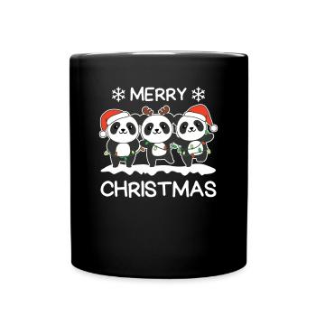 Frohe Weihnachten Panda Heiligabend Pandas - Tasse einfarbig - Schwarz - Vorne