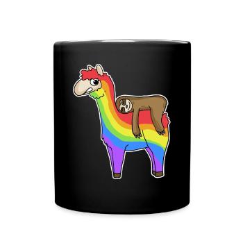 Alpaga paresseux arc-en-ciel Noël - Mug uni - noir - Devant