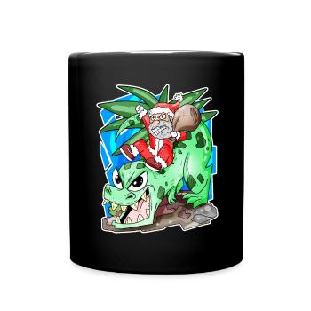 Père Noël sur Dino - Mug uni - noir - Devant