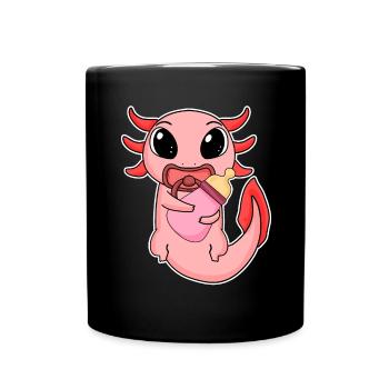 Baby Axolotl Motif - Full Colour Mug - black - Front