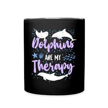 Dauphins Les dauphins sont ma thérapie - Mug uni - noir - Devant