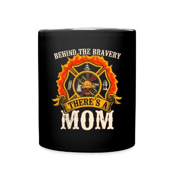 Feuerwehrmutter Feuerwehr Mutter - Tasse einfarbig - Schwarz - Vorne