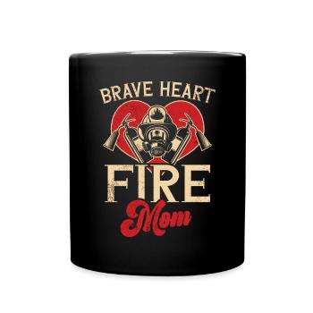 Feuerwehrmutter Feuerwehr Mutter - Tasse einfarbig - Schwarz - Vorne