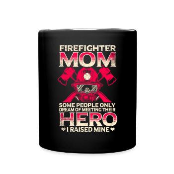 Feuerwehrmutter Feuerwehr Mutter - Tasse einfarbig - Schwarz - Vorne