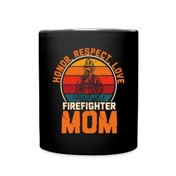 Feuerwehrmutter Feuerwehr Mutter - Tasse einfarbig - Schwarz - Vorne
