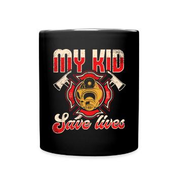 Feuerwehrmutter Feuerwehr Mutter - Tasse einfarbig - Schwarz - Vorne