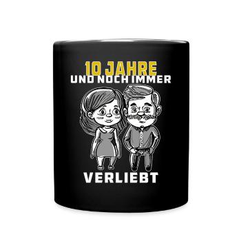 PAAR 10 JAHRE UND NOCH IMMER VERLIEBT - Tasse einfarbig - Schwarz - Vorne